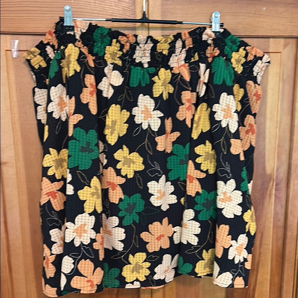Who What Wear Orange and Green Floral Skirt with Tie Front New 3X - Picture 4 of 8